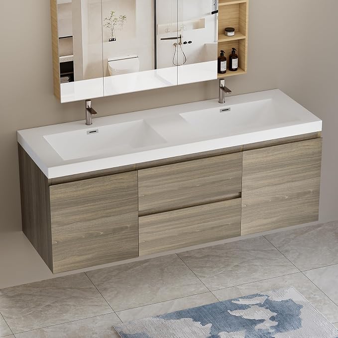 Floating Vanity Bathroom, 60 Inch Bathroom Vanity - Image 7