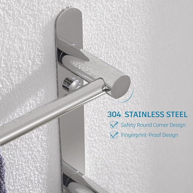 KOKOSIRI Bath Towel Bars Bathroom 3-Tiers Ladder Towel Rails Wall Mounted - Image 9