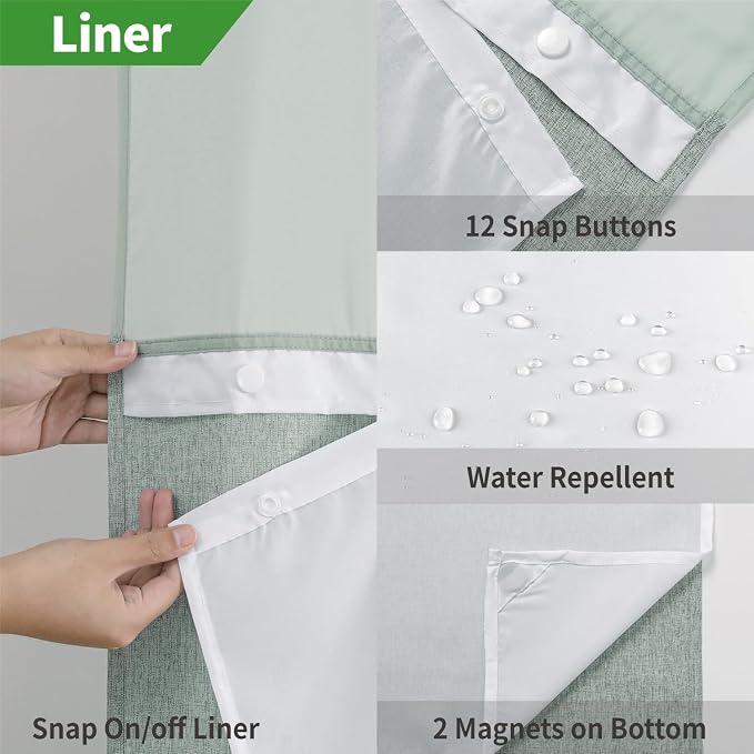 Stall No Hooks Needed Linen Textured Shower Curtain - Image 6