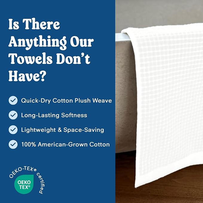 ONSEN Terry Cotton Waffle Hand Towel Set – 2 Pack Luxury Cotton Hand Towels - Image 3