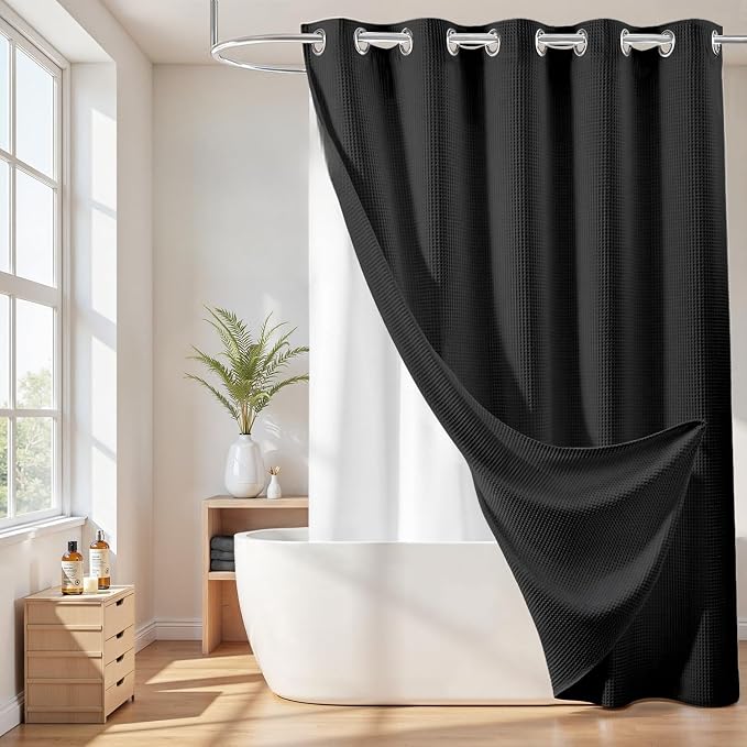 River Dream Extra Long No Hook Shower Curtain by RiverDream