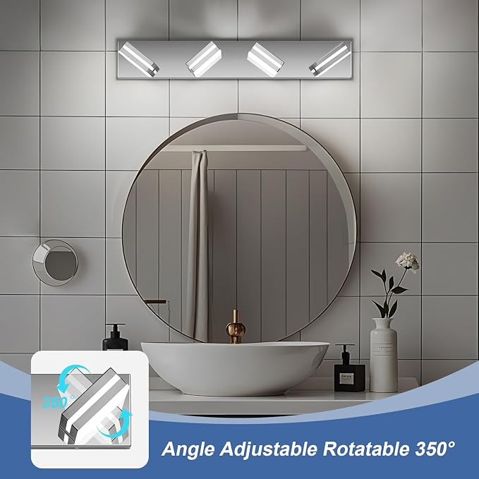 Modern LED Bathroom Lights Fixtures, Stainless Steel Chrome Acrylic Wall - Image 2