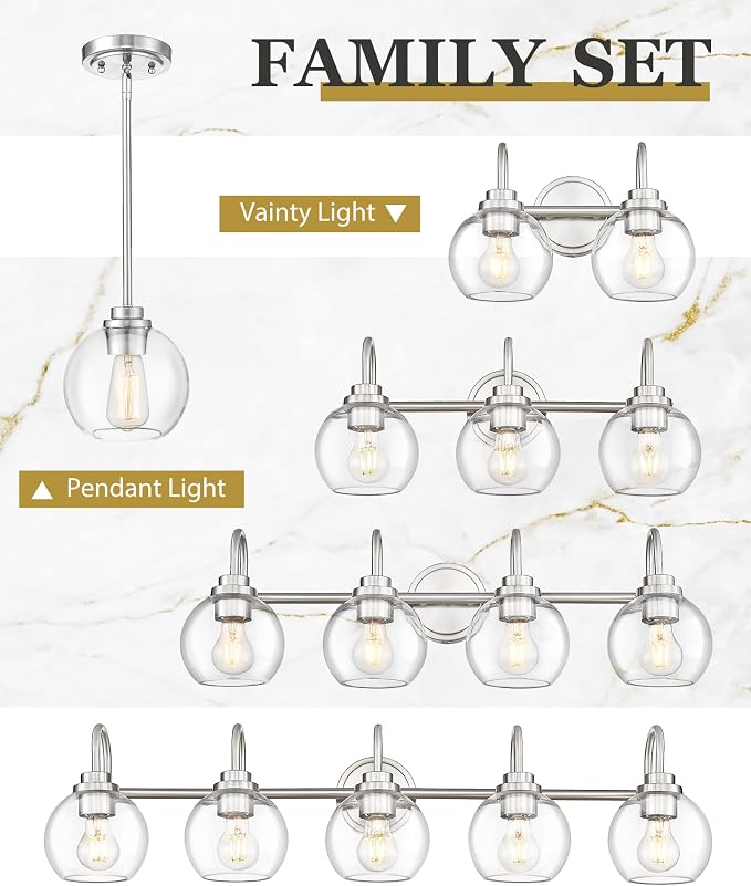 Bathroom Light Fixtures, 4-Light Brushed Nickel Vanity Lights Over Mirror - Image 7