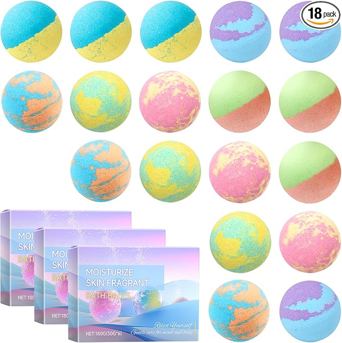 18PCS Bubble Bath Bombs Gift Set, Natural Handmade Bathbombs, Moisturizing by Unknown