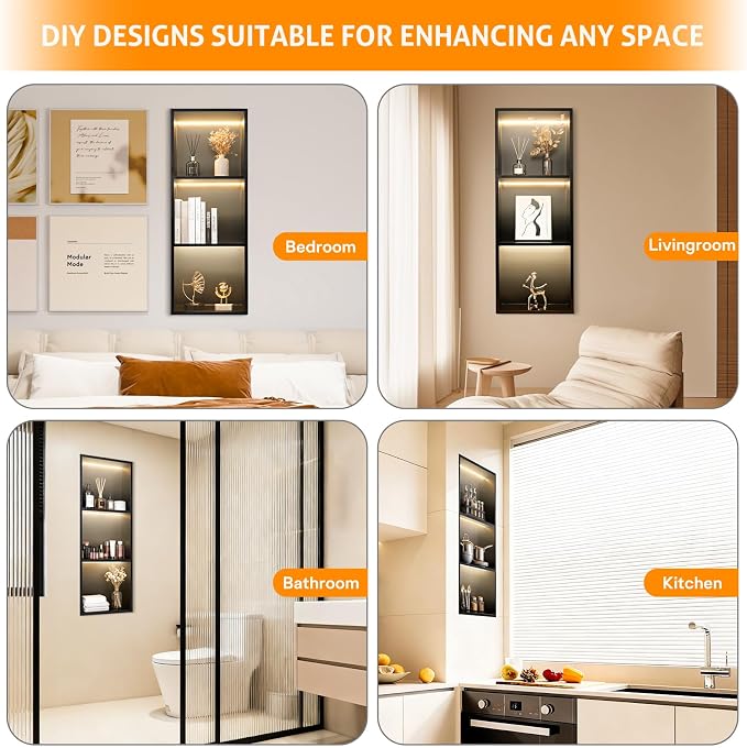 WICHEMI Stainless Steel Shower Niche 12" X 36", No Tile Needed Wall Niche - Image 7