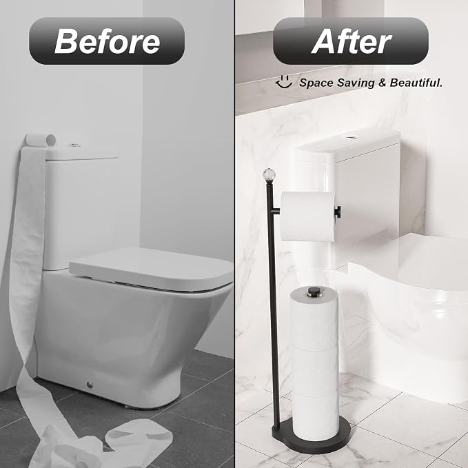 Toilet Paper Holder for Bathroom, Heavy Weighted Metal Free Standing Toilet - Image 4