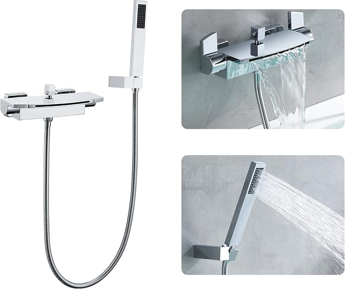 Wall Mount Tub Faucets Chrome Waterfall Tub Faucet by JIAENLEMA