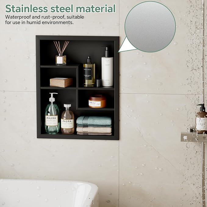 Stainless Steel Recessed Medicine Cabinet 14 * 18, Rust-proof Metal Wall Niche - Image 4
