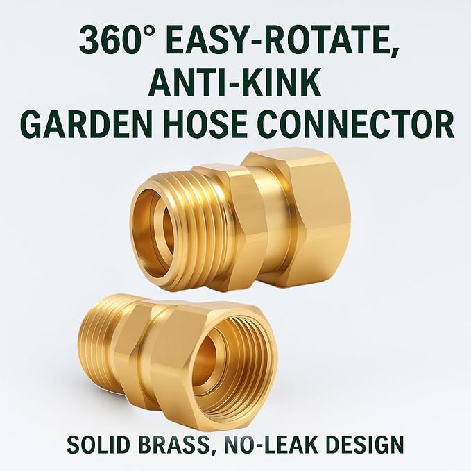 2 Pack Garden Hose Swivel Connector, 3/4" GHT Brass Swivel Hose Connector - Image 7