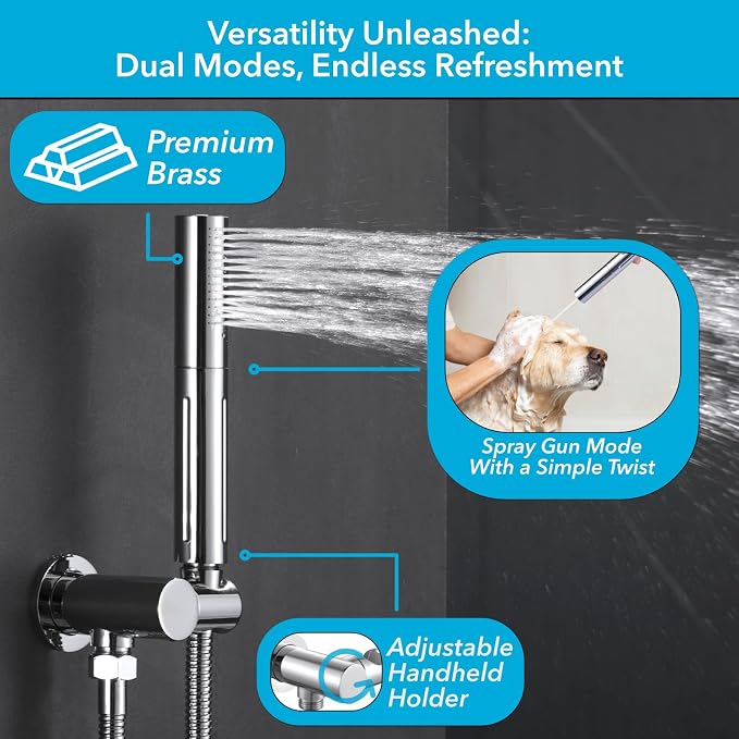 VANFOXLE Shower Faucet Set Chrome Shower System, Push Button Diverter Shower - Image 3