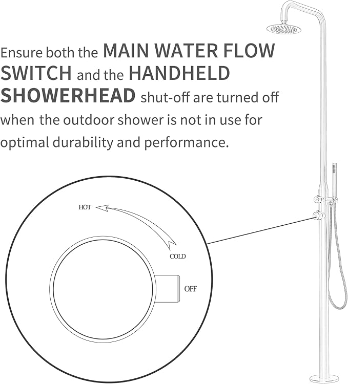 HEATGENE Outdoor Shower with Body Jets and Handheld Shower Head - Image 5