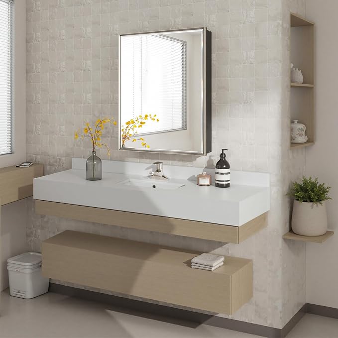 Pre-Assembled Surface or Recessed Medicine Cabinet Mirror-24x30 Brushed Nickel - Image 8