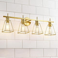 Industrial Bathroom Vanity Lights: 4-Lights Gold Brushed Brass Vintage Metal by HAHZT