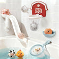 No-Hole Farm Bath Toys for Toddlers 1-3 | Slide, Basketball Hoop & 6 Animal Set by TXTLDB
