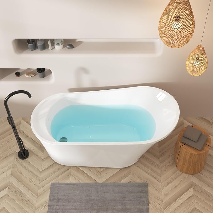 FerdY Langkawi 59" Acrylic Freestanding Bathtub, cUPC Certified, Brushed Nickel - Image 3