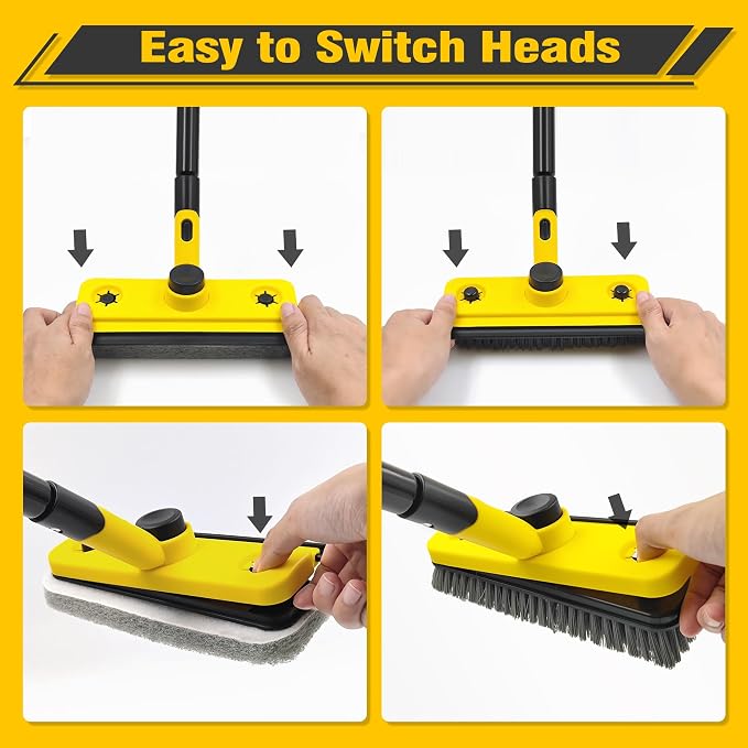 JEHONN Shower Cleaning Brush, 53.5 inches Long Handle Scrubbing Brush, 3-in-1 - Image 7