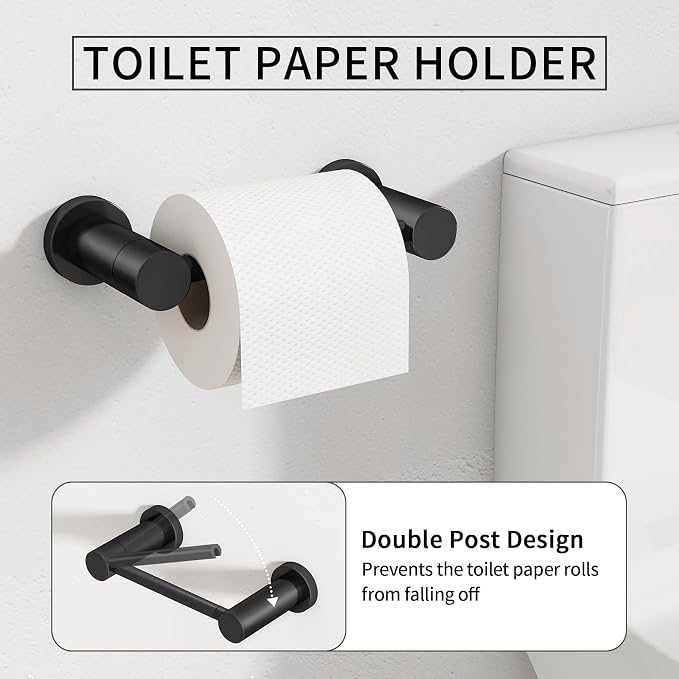 4-Pieces Bathroom Hardware Set Black, Stainless Steel 16 Inch Towel Bar Set - Image 3