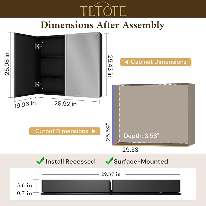 TETOTE 30 x 26 Bathroom Mirror - Image 2