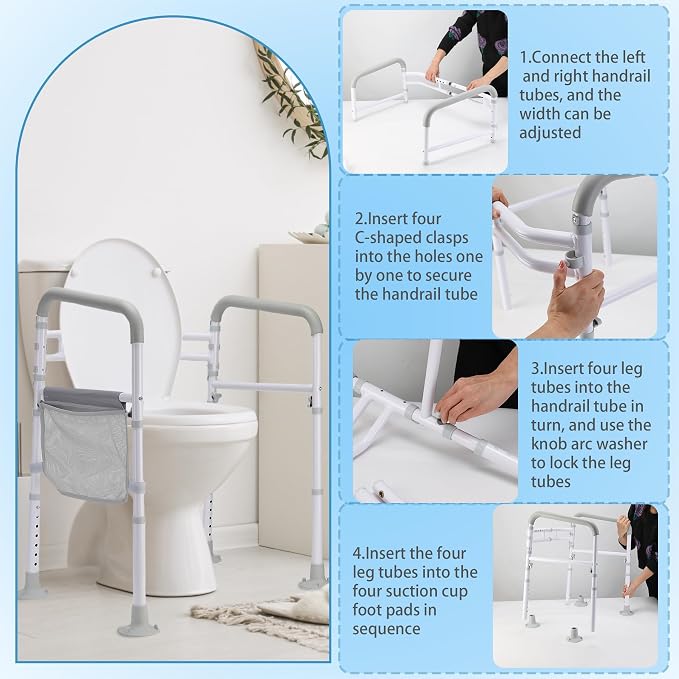 Toilet Safety Rails – Adjustable, Foldable Toilet Handle Frame - Image 8