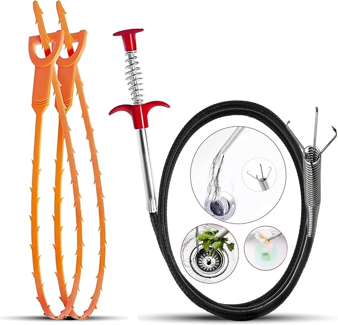 Drain Snake, 116 inch Flexible Grabber Claw Pick Up Reacher Tool, Drain Clog by GYFALYNDE