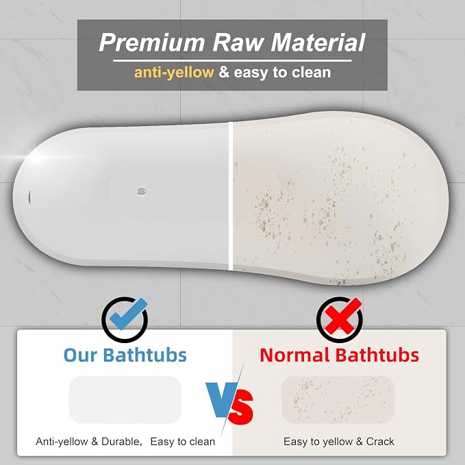 67" Freestanding Soaking Slipper Bathtub, WHALEKING Luxury Stand Alone Free - Image 4