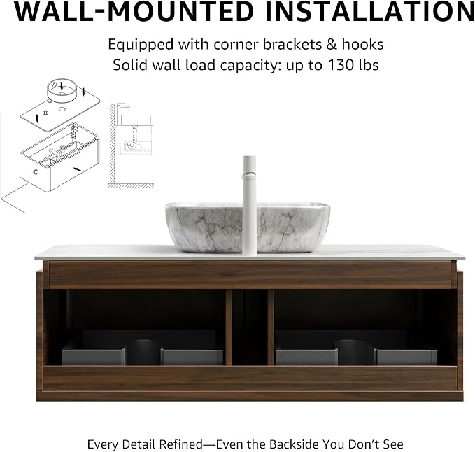 60” Floating Double Sink Bathroom Vanity - Image 8