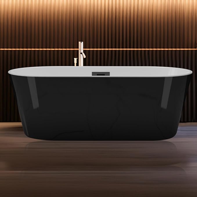 59" Deep Soaking Bathtub, Non-Slip Acrylic Tub - Image 8