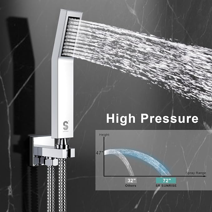 SR SUN RISE 12 Inches All Metal Bathtub Faucet Set Shower System - Image 5