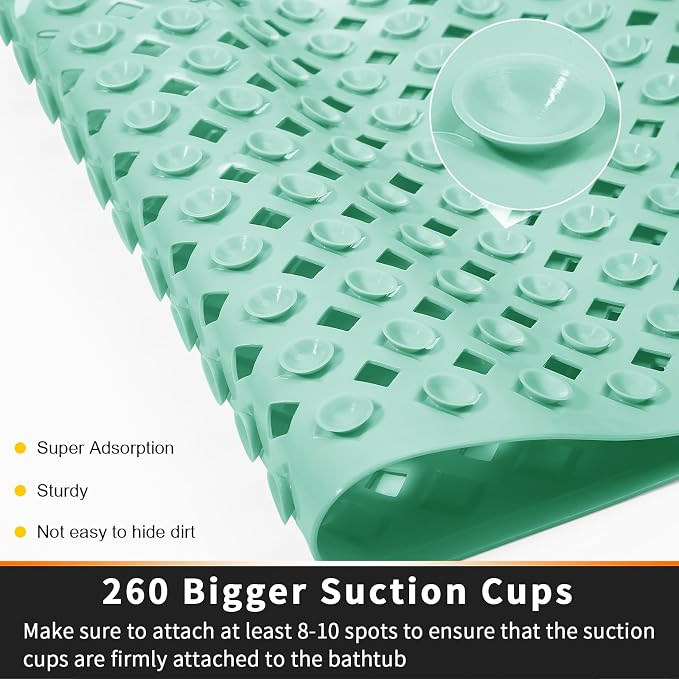 Yimobra Non Slip Bath Mat, Super Strong Suction Cups, 34.5"x15.5"Long Tub Mat - Image 2