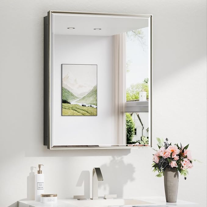 TokeShimi 24x30 Bathroom Mirrored Medicine Cabinet, Recessed Medicine Cabinet by RefinedBathroomAccessories