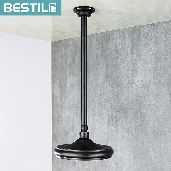 BESTILL 16 Inch Ceiling Mount Rain Shower Head Arm and Flange, Oil Rubbed Bronze - Image 2