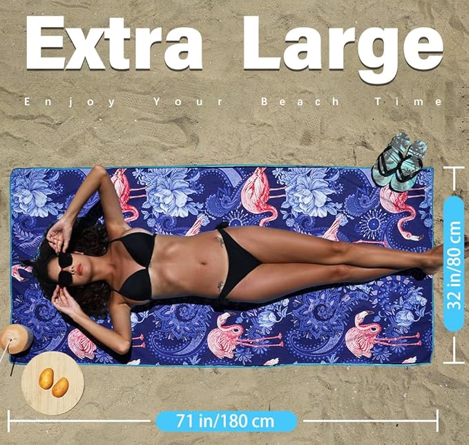 4 Pack Microfiber Lightweight Beach Towel Sand Free Quick Dry Absorbent Thin - Image 3