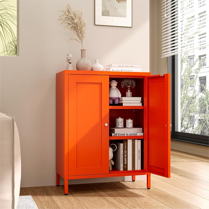 Metal Bathroom Cabinet, Small Floor Storage Cabinet, Freestanding Sideboard - Image 6