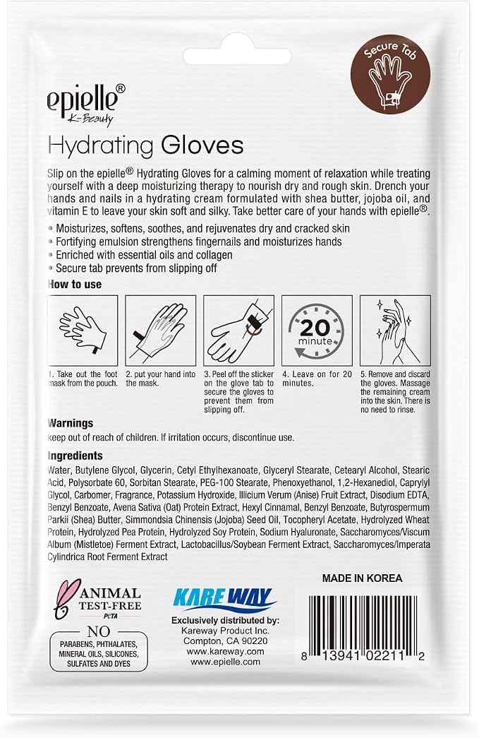Epielle Hydrating Hand Mask 6 Pairs, Relieve and Soften - Image 7