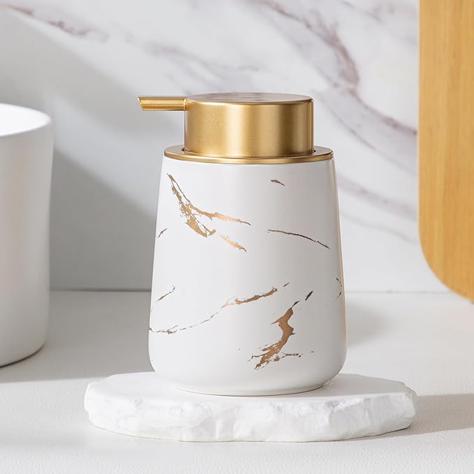 Enra Hand Foaming Gold Soap Dispenser, 12 oz Ceramic Foam Soap Dispenser - Image 7