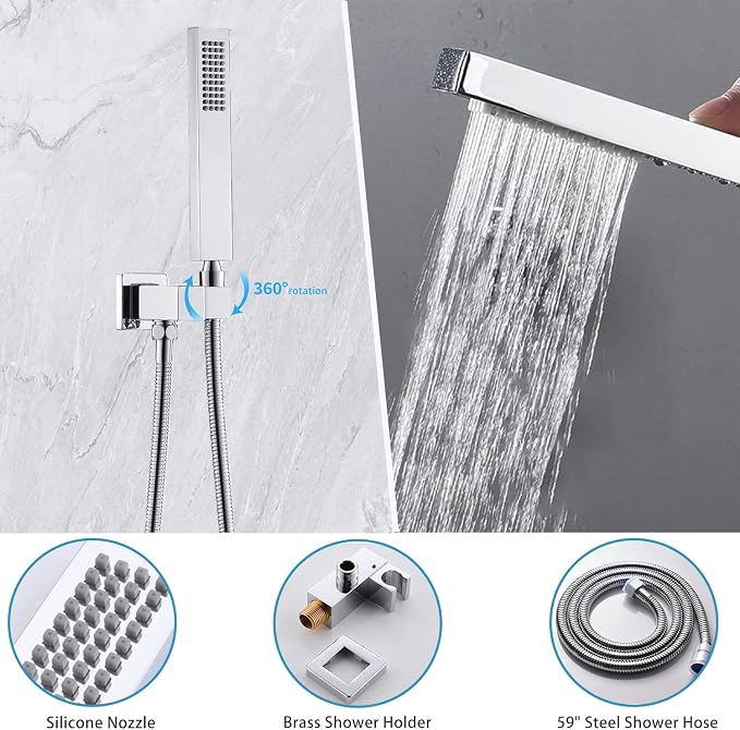 Triple Shower Head Shower System Chrome Full Body Shower System - Image 5