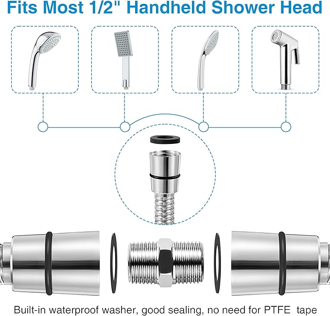 Dreyoo 1 Pack 39 Inch Shower Hose - Image 4