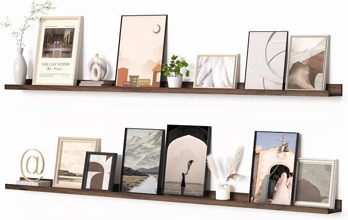 Heimlove Picture Ledge Shelf, Floating Shelves Set of 2, 72 Inches Long Large by Heimlove