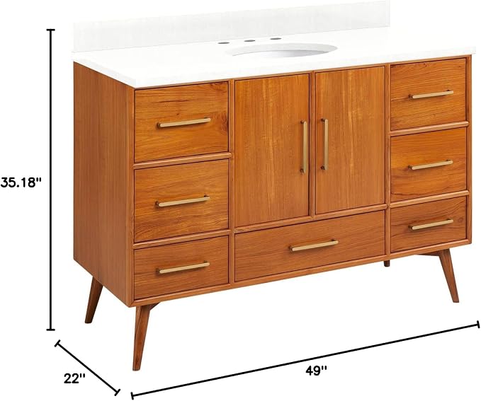 Signature Hardware 953363-48-UM-8 Novak 48" Freestanding Teak Single Basin - Image 2
