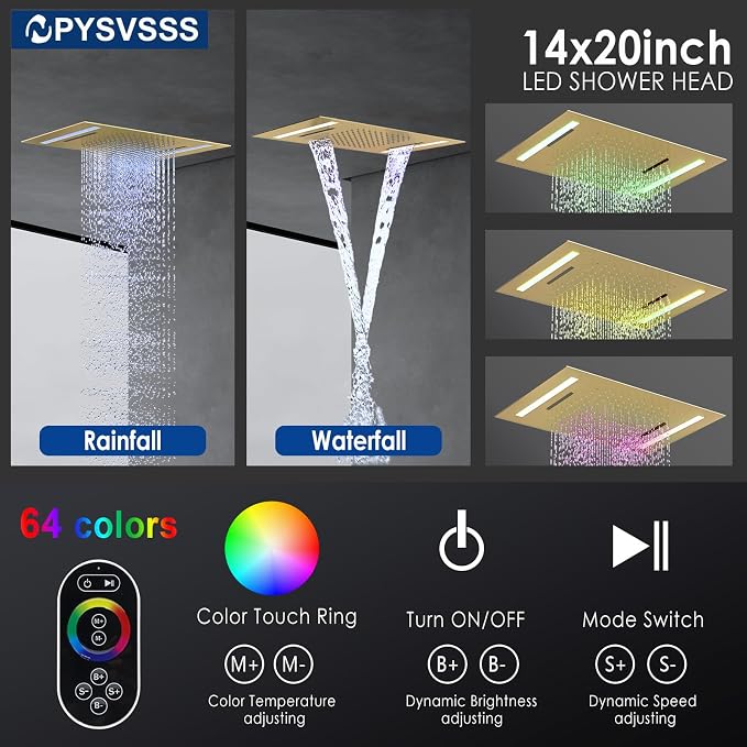 Dual Rain Shower Head Thermostatic Luxury Spa Shower System And Ceiling Mount - Image 3