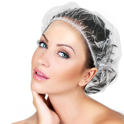 100PCS Larger Shower Caps Disposable, Thicker Waterproof Plastic Elastic Hair by AIDIQIU