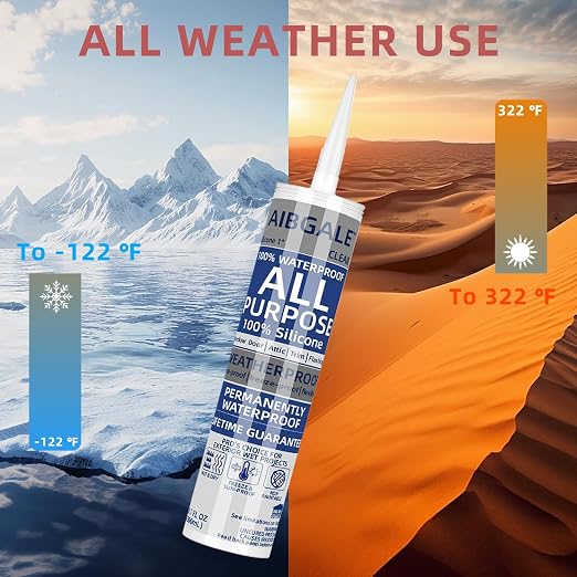 4 Pack of Clear Silicone Sealant, All-Purpose 100% Waterproof Silicone Caulk - Image 4
