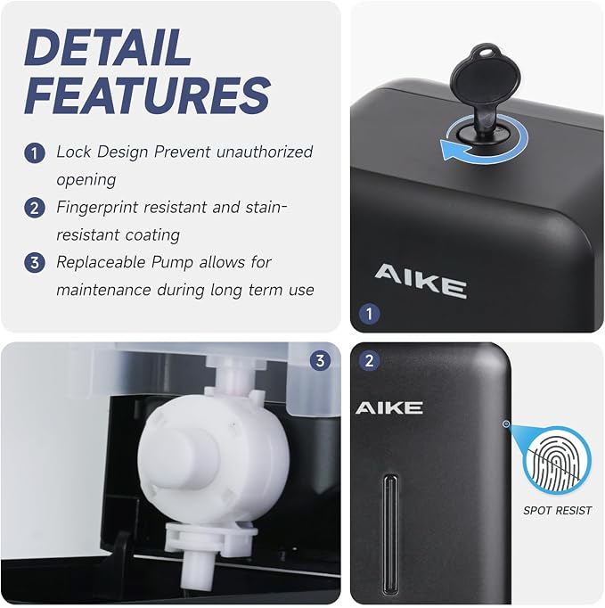AIKE Wall Mount Liquid Soap Dispenser - Image 6