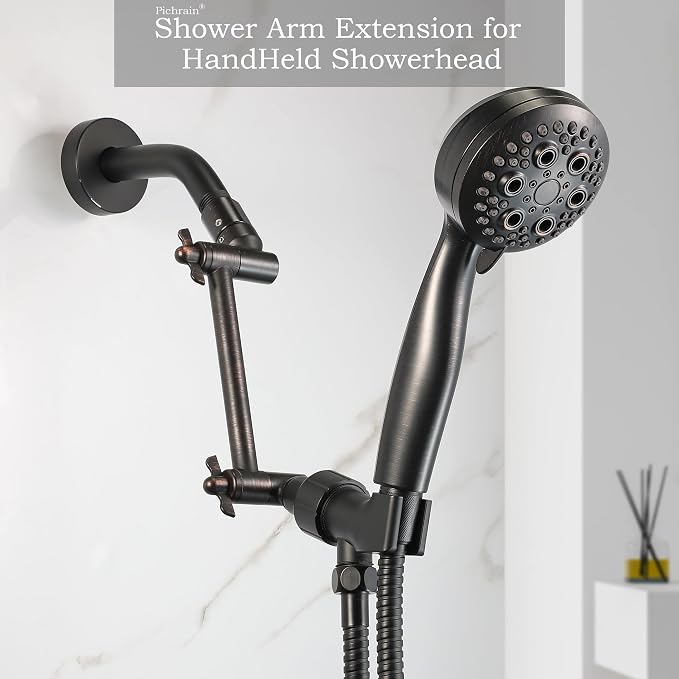 6 Inch Adjustable Shower Head Extension Arm, All-Metal Shower Arm Extender - Image 3