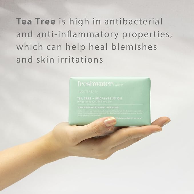 Freshwater Farm Australia Natural Soap Bar- Tea Tree + Eucalyptus Oil| 7oz x 8 - Image 3