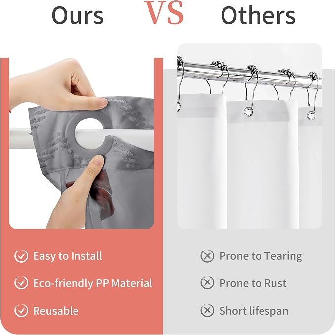 Hookless Shower Curtain with Snap in Liner 71" x 74" Double-Layer Waterproof - Image 4