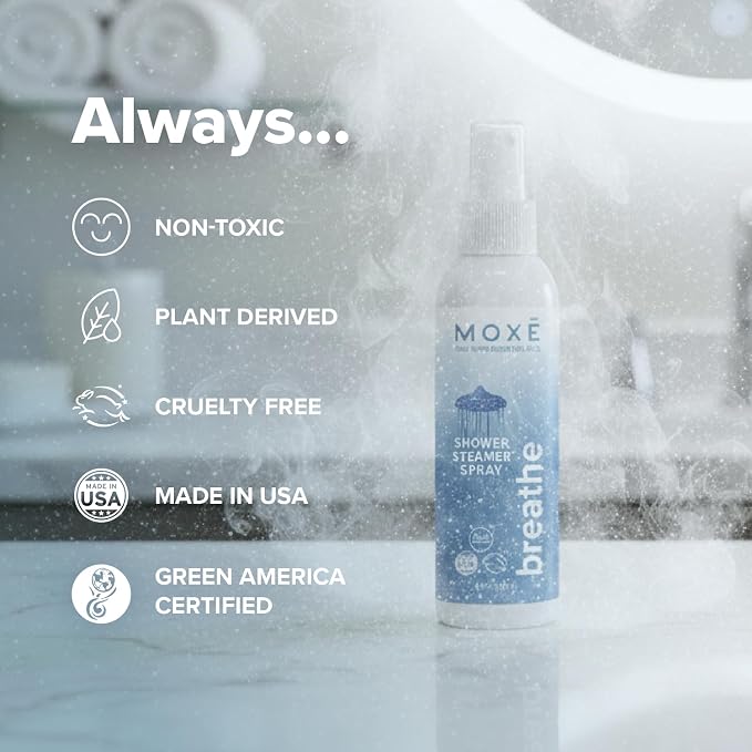 MOXE Breathe Shower Mist, Eucalyptus and Peppermint, Spa Steam Spray, Certified - Image 5