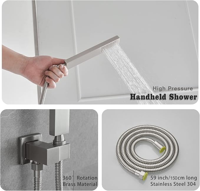 Shower Faucet Combo Set with Shower Spray Wand Large 12 Inch Shower Head - Image 4