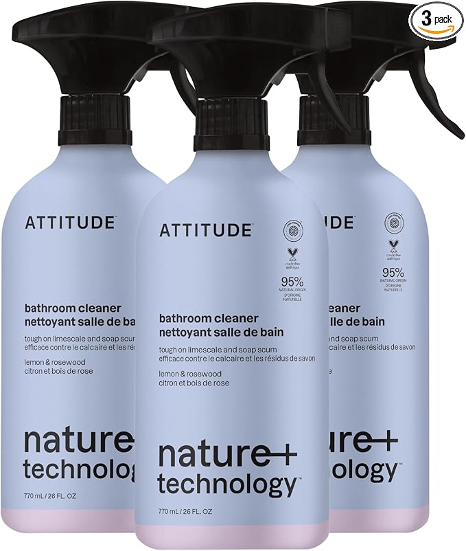 ATTITUDE Bathroom Cleaner Spray, Natural Origin Ingredients, EWG Verified by ATTITUDE