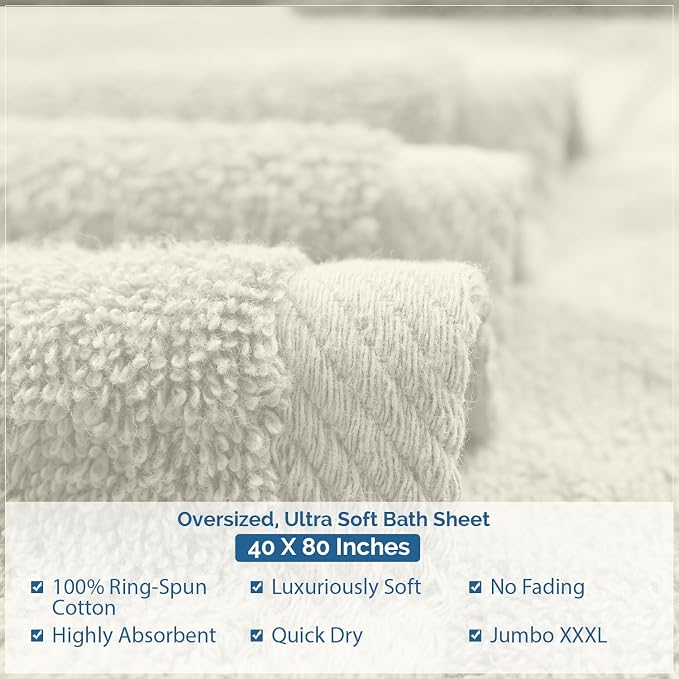 DAN RIVER Pack of 1 Bath Sheet 40x80 Inches, Extra Large Quick Dry Bath Towels - Image 6